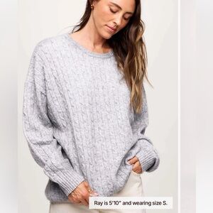 Nuuds Cable Crewneck Sweater in Heather Grey XL